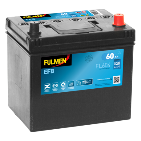 BATTERIE DEMARRAGE MICRO HYBRIDE EFB STOP AND START  12V 60Ah-520A FULMEN / EXIDE