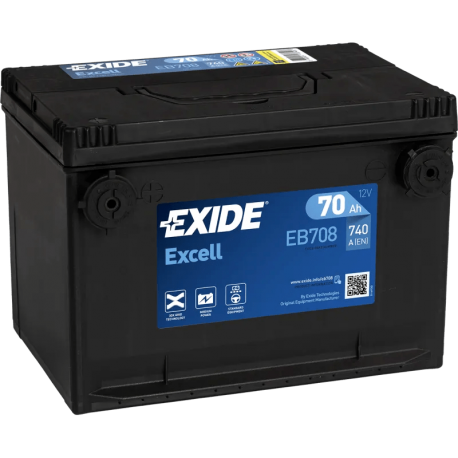 BATTERIE DEMARRAGE FULMEN / EXIDE 12V 70Ah 740A Borne AMERICAINE (+ à Gauche en Façade)