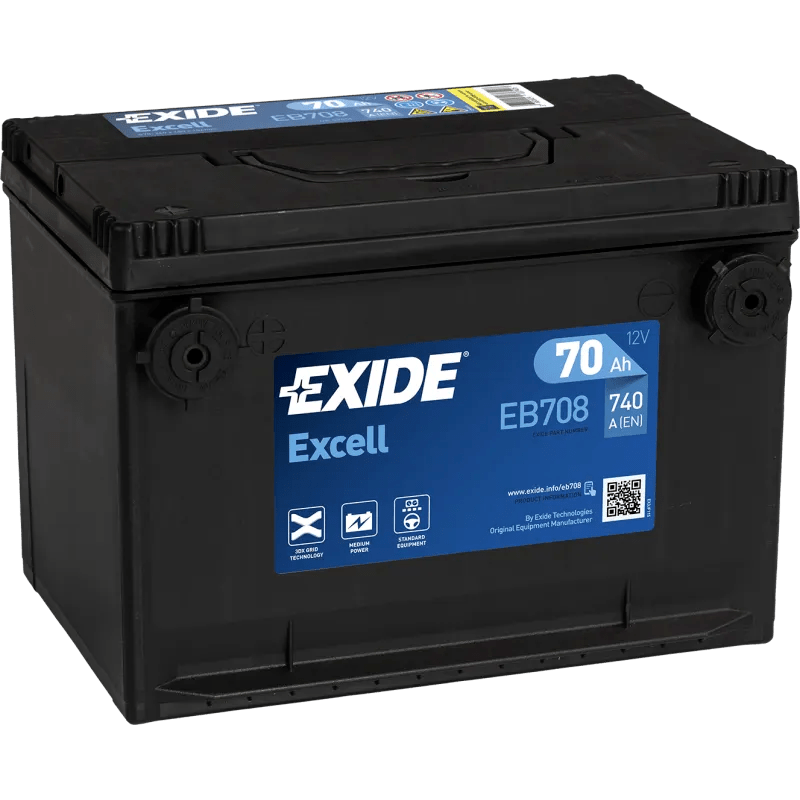 BATTERIE DEMARRAGE FULMEN / EXIDE 12V 70Ah 740A Borne AMERICAINE (+ à Gauche  en Façade) - Batterie Multi Services