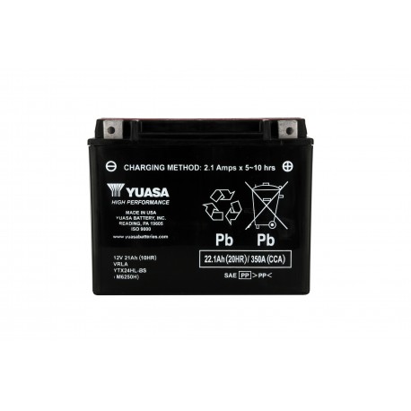 BATTERIE MOTO YUASA YTX24HL-BS 12V 22Ah